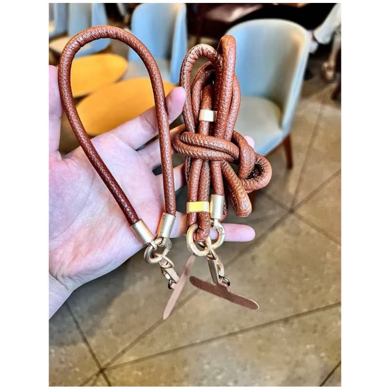 Cordão de Luxo duplo para pescoço em couro para iphone e aidroid para todos os modelos de celulares