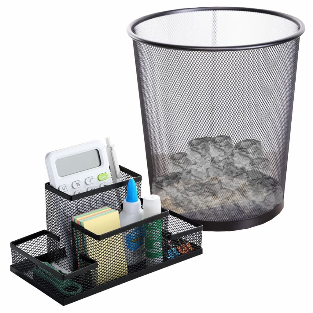 Kit Escritório Porta Caneta Lápis Cesto Lixeira Mesa Aramado