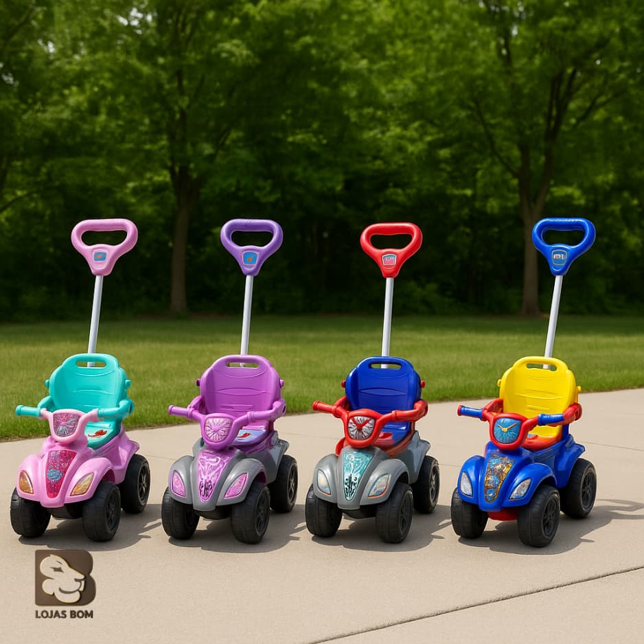 Quadriciclo Bebê Infantil Menina Menino Spider Dog Baby Rosa Azul Carrinho Passeio Proteção Pé Haste