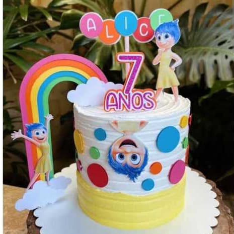 Topo/topper de bolo Divertidamente (alegria)personalizado