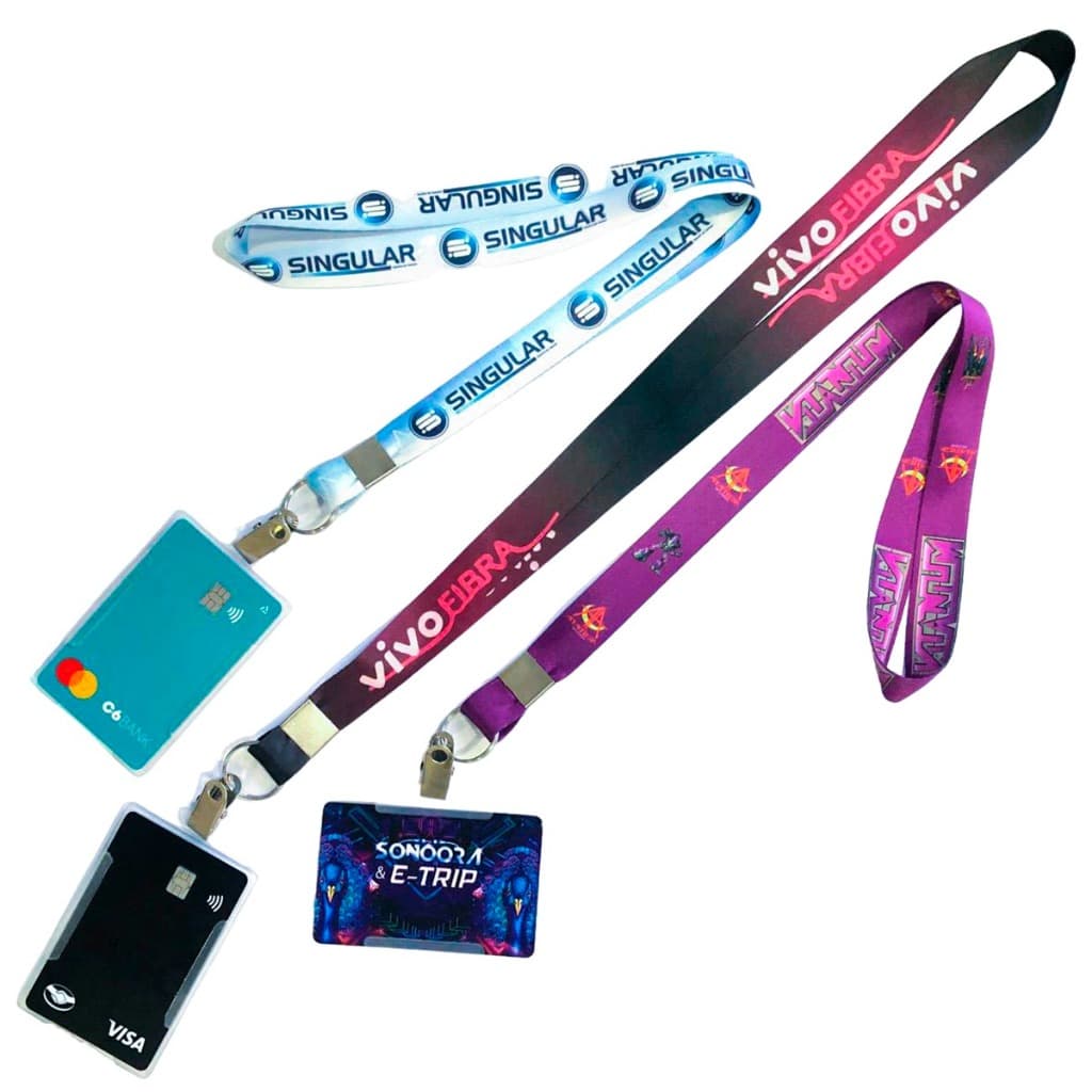 10 Cordões Personalizados 20mm com Protetor de Crachá Transparente