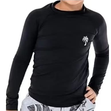 Blusa Infantil Masculina UV Preta DeMillus | Tamanho 12 | Proteção Solar