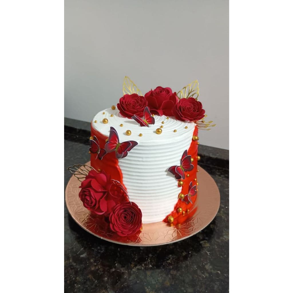 Topo de bolo flores vermelho