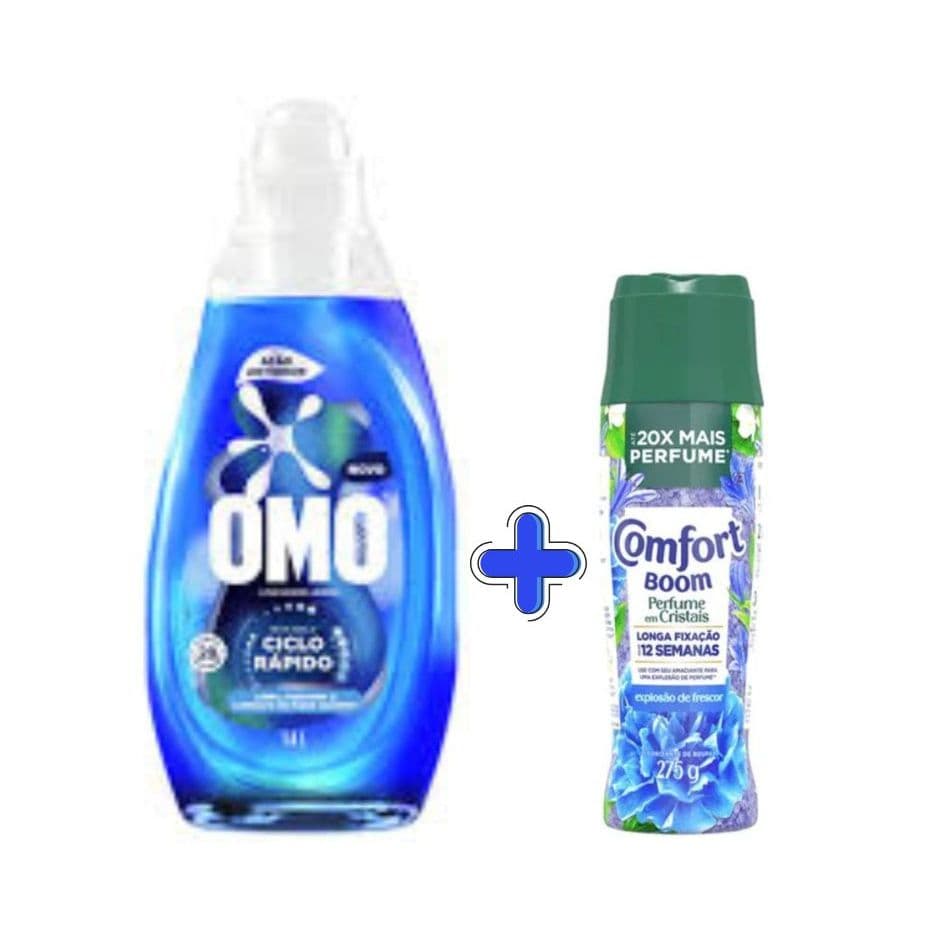 Kit Novo Omo Ciclo Rápido 750ml + amaciante Cristais Explosão 275g