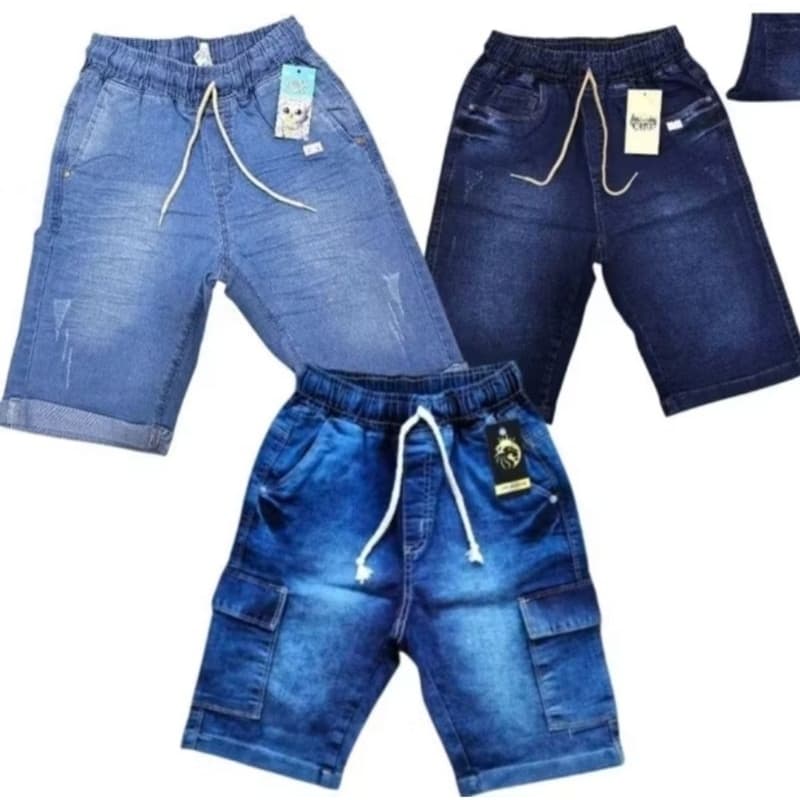 Bermuda elástico jeans infantil masculina com elastano Tam 4 6 8 10,12,14 16 anos. BERMUDA GRAFITE JUVENIL MENINO básica