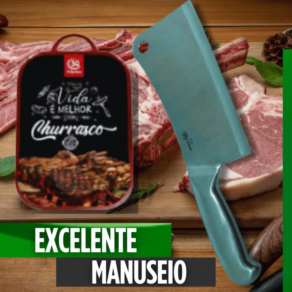 Cutelo Texas 6" E Tabua de Carne Estampada Corte Carnes Frios Frutas Legumes Multiuso