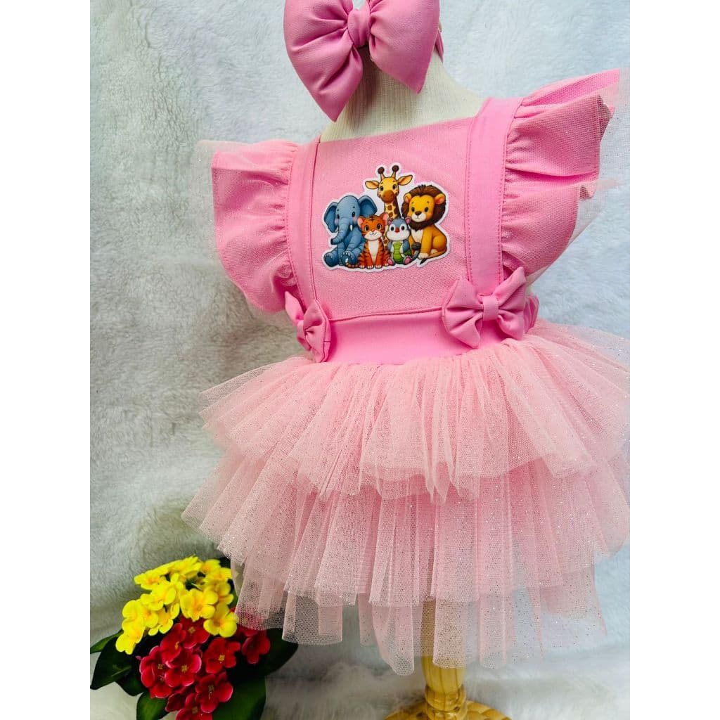 romper safari rosa salopete menina safari aniverssario