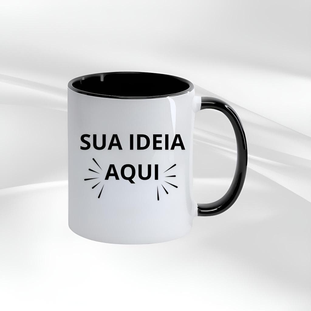 Caneca Personalizada Alça colorida (SUA ARTE AQUI) | Porcelana | 325ml