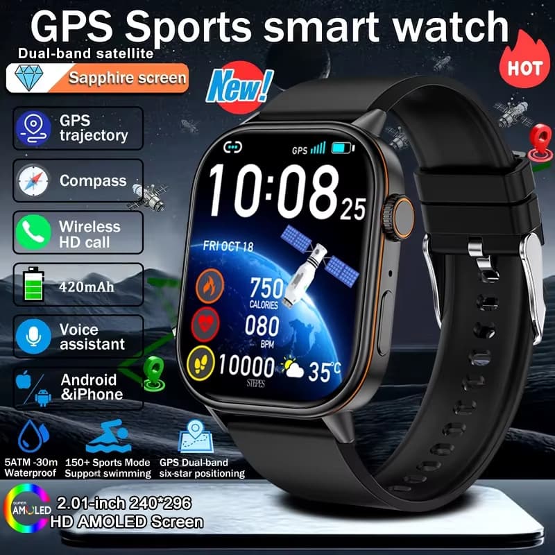 2025 Novo relógio inteligente masculino de detecção de frequência cardíaca para chamadas Bluetooth relógio impermeável
