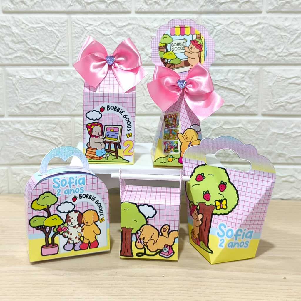 Kit Personalizados caixinhas Ursinho colorir Bob Gud aniversário-Festa PEGUE E MONTE