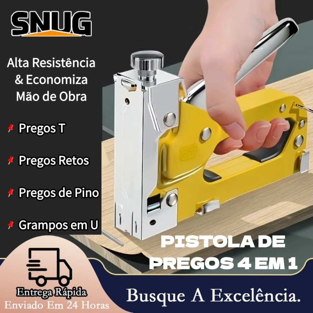 4 Em 1 Grampeador Tapeceiro Alta Pressão Profissional Manual Com 100 Grampos