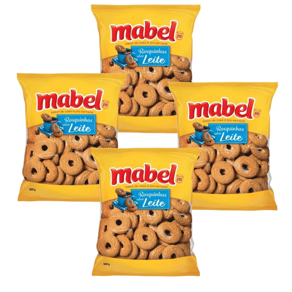 Kit 4 Biscoito Doce Rosquinha Tradicional Leite Pacote Mabel