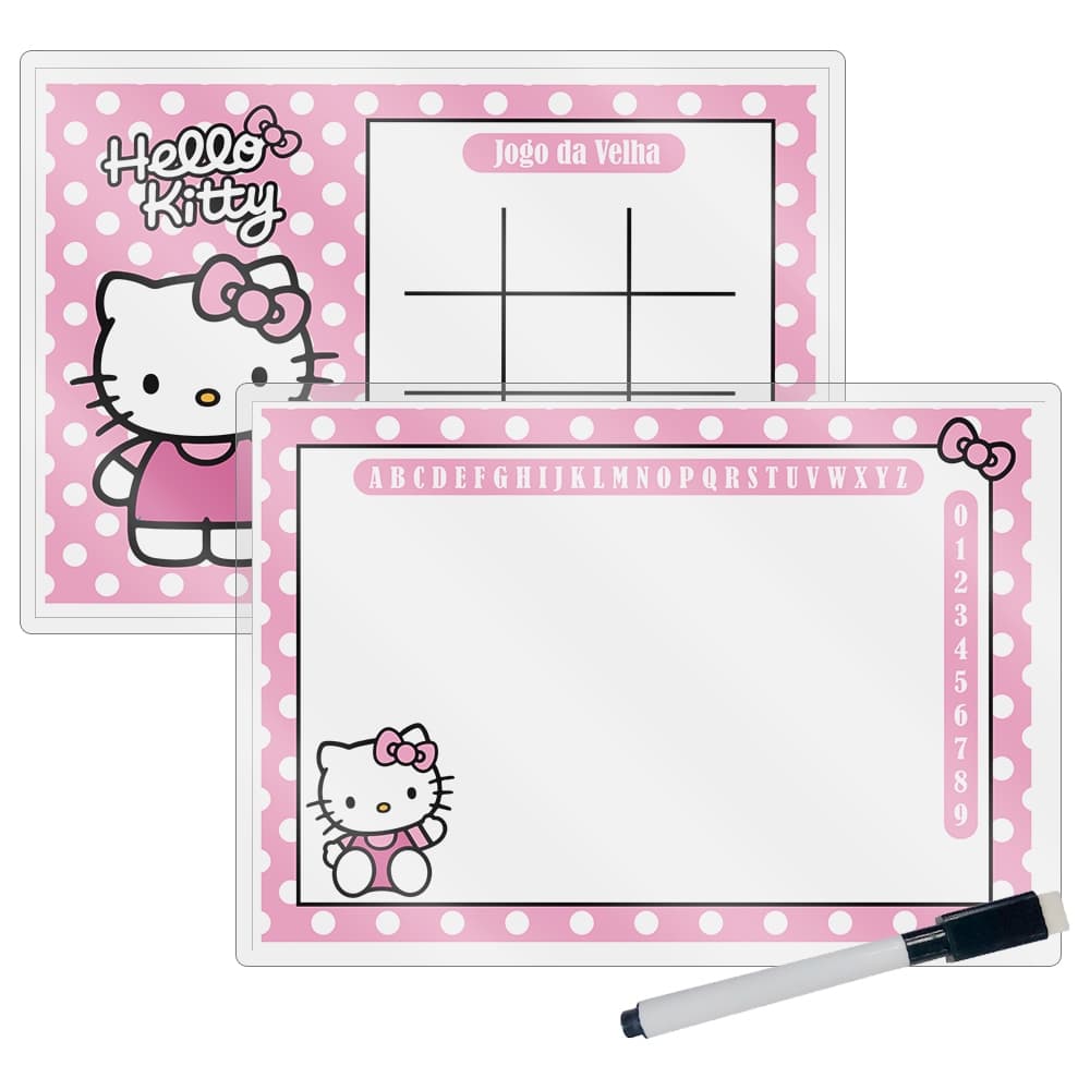 Quadro Mágico 2 em 1 Frente e Verso Hello Kitty Rosa Lembrança Festa Infantil