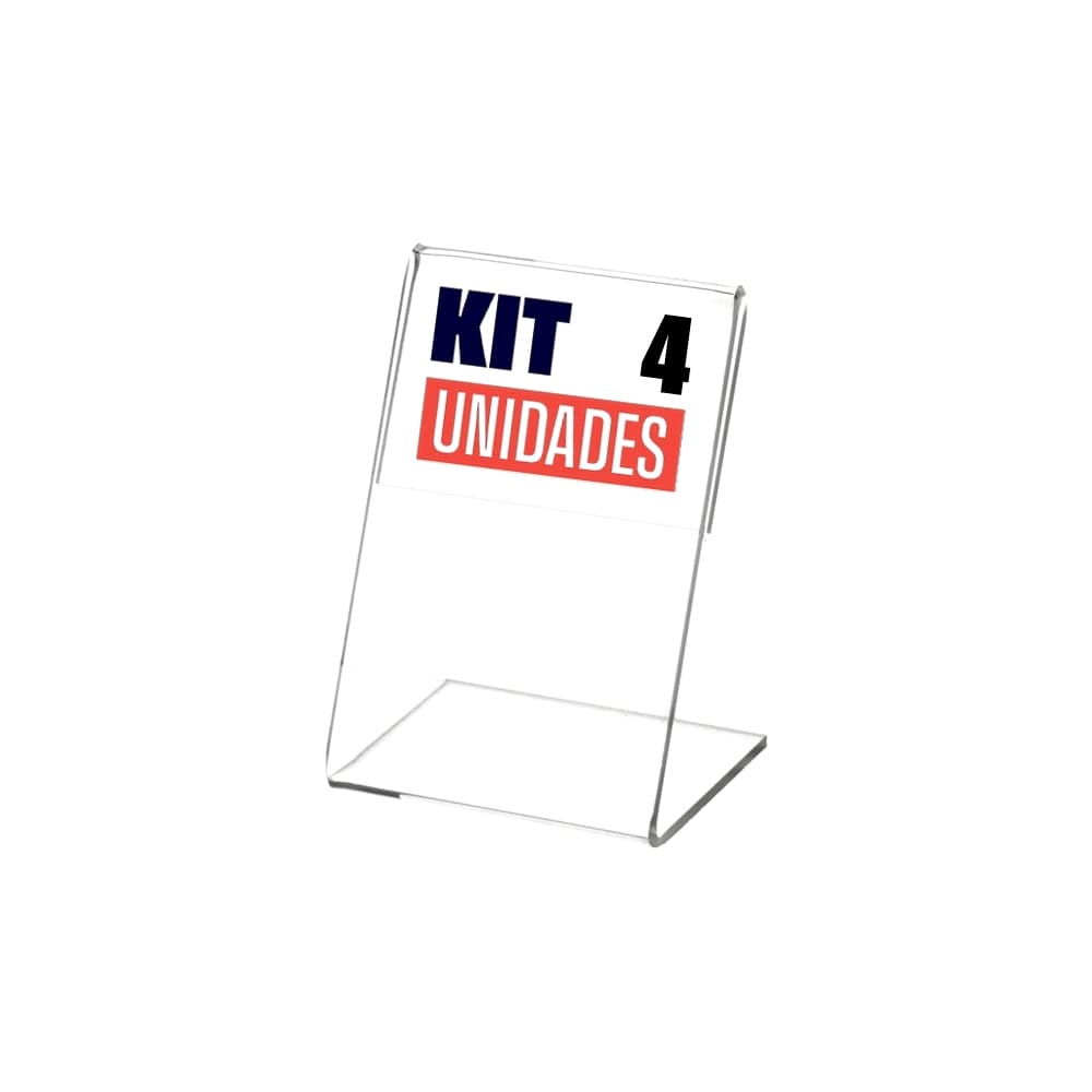 Kit com 4 Display Expositor Acrilico PS Cristal L Tamanho A7 11x8cm Vertical