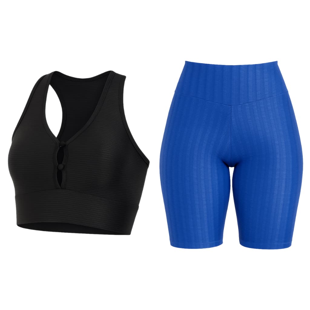 Kit Conjunto Poliamida Top e Bermuda 3D Short Compressão Zero Transparência Fitness Esportivo Treino