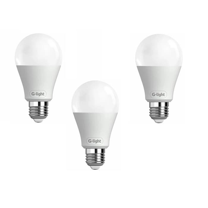 Kit 3 Lâmpadas LED Bulbo A60 E27 8W 6500K luz branca 24V camping AC/DC energia solar eólica bateria carro G-light