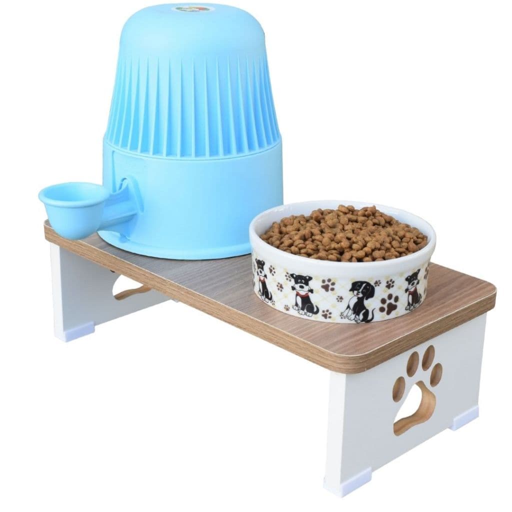 Base Suporte Dupla Elevado MDF para Comedouro e Bebedouro Vida Mansa Pet Cachorro e Gato Premium
