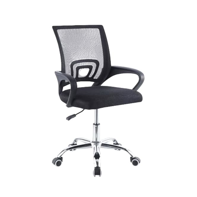 Cadeira Escritório Ergonômica Encosto Tela Mesh Giratória Preta Base Cromada