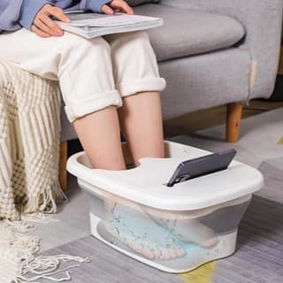 Balde Dobrável Tampa Bacia Cesto Pés Manicure Molho Silicone Apoio Casa Suporte Celular
