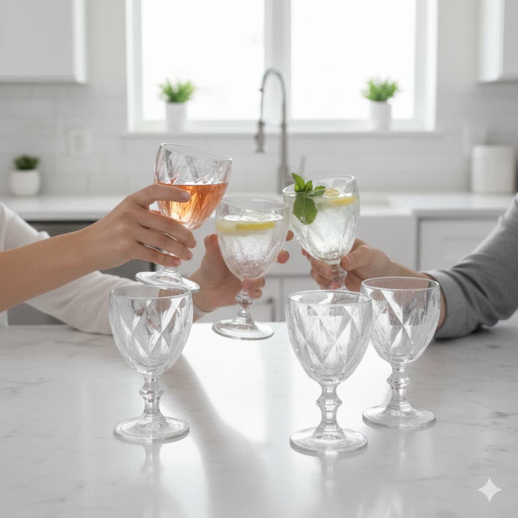 Kit 6 Taças de Vidro Diamante Clear suco água - Class Home