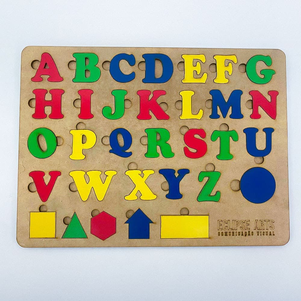 Quebra Cabeça Alfabeto Em MDF Brinquedo Educativo Infantil 31x23cm