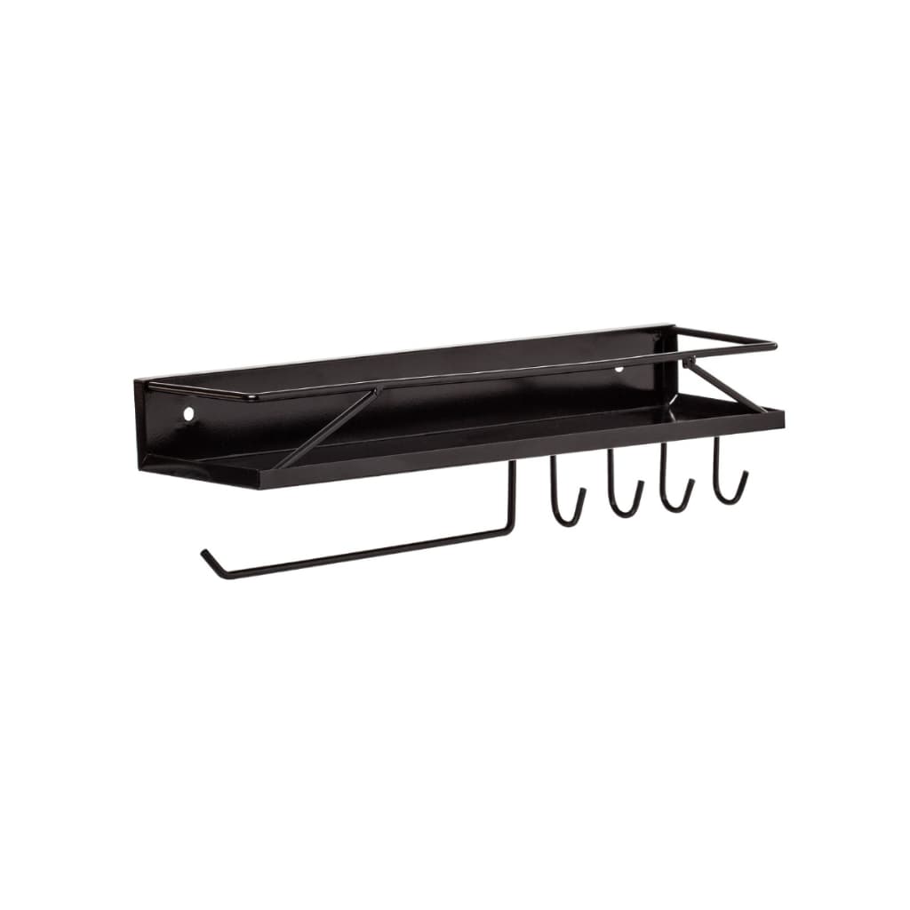 Prateleira De Utensílios Para Cozinha Temperos 40cm Preto Verniz