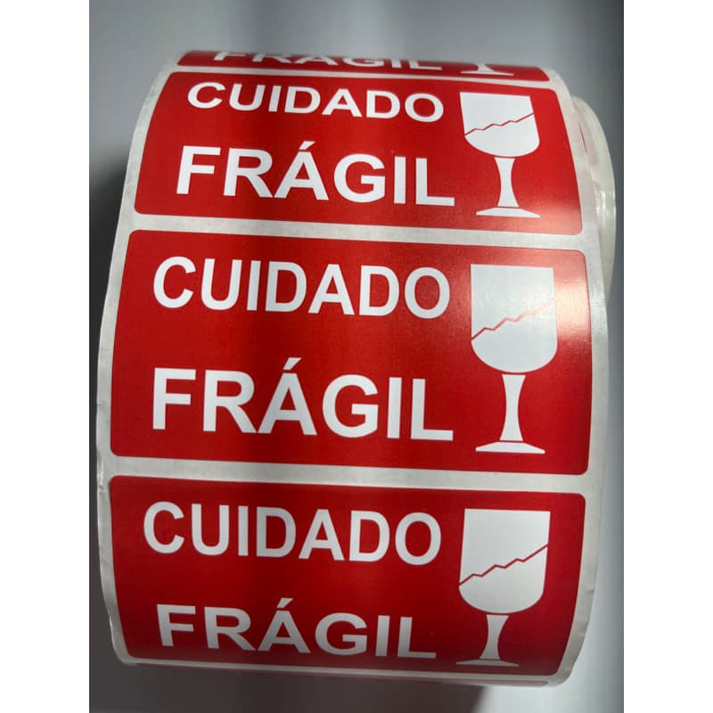 Etiqueta Adesiva Frágil c/ taça 100x50mm Rolo C/500 Un