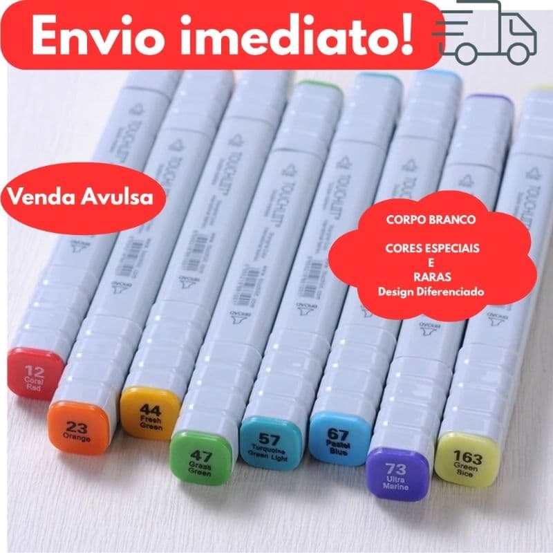 Caneta Marcadora Touch Corpo Branco – Design Diferenciado e Sofisticado/códigos: 100 ao WG9 e cores especiais.