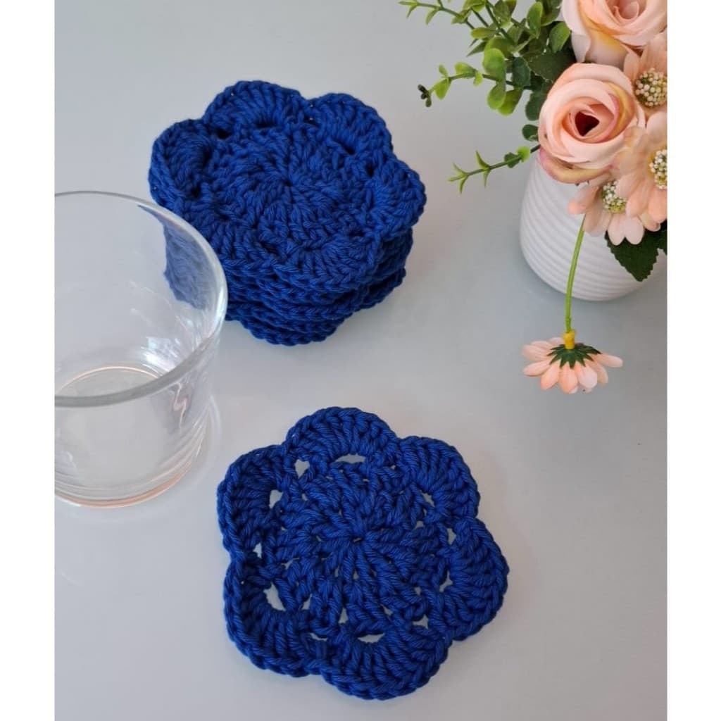 Porta copos kit com 4 unidades azul royal/ 10cm