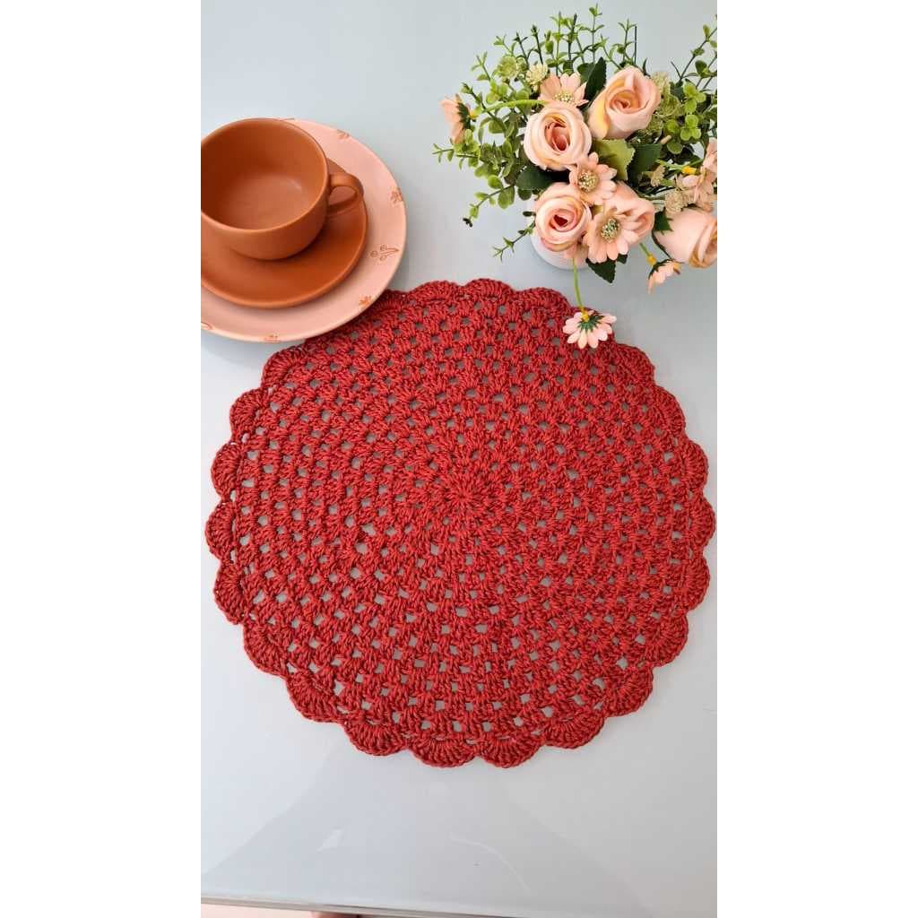 Sousplat tradicional de Crochê– Feito à Mão/35cm.