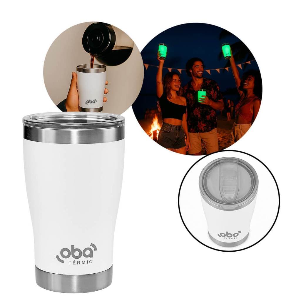 Copo Térmico 473ml com Tampa e Abridor Ideal para Drinks Bebidas Café Chá -  Bebidas Geladas e Quentes ORIGINAL OBA T