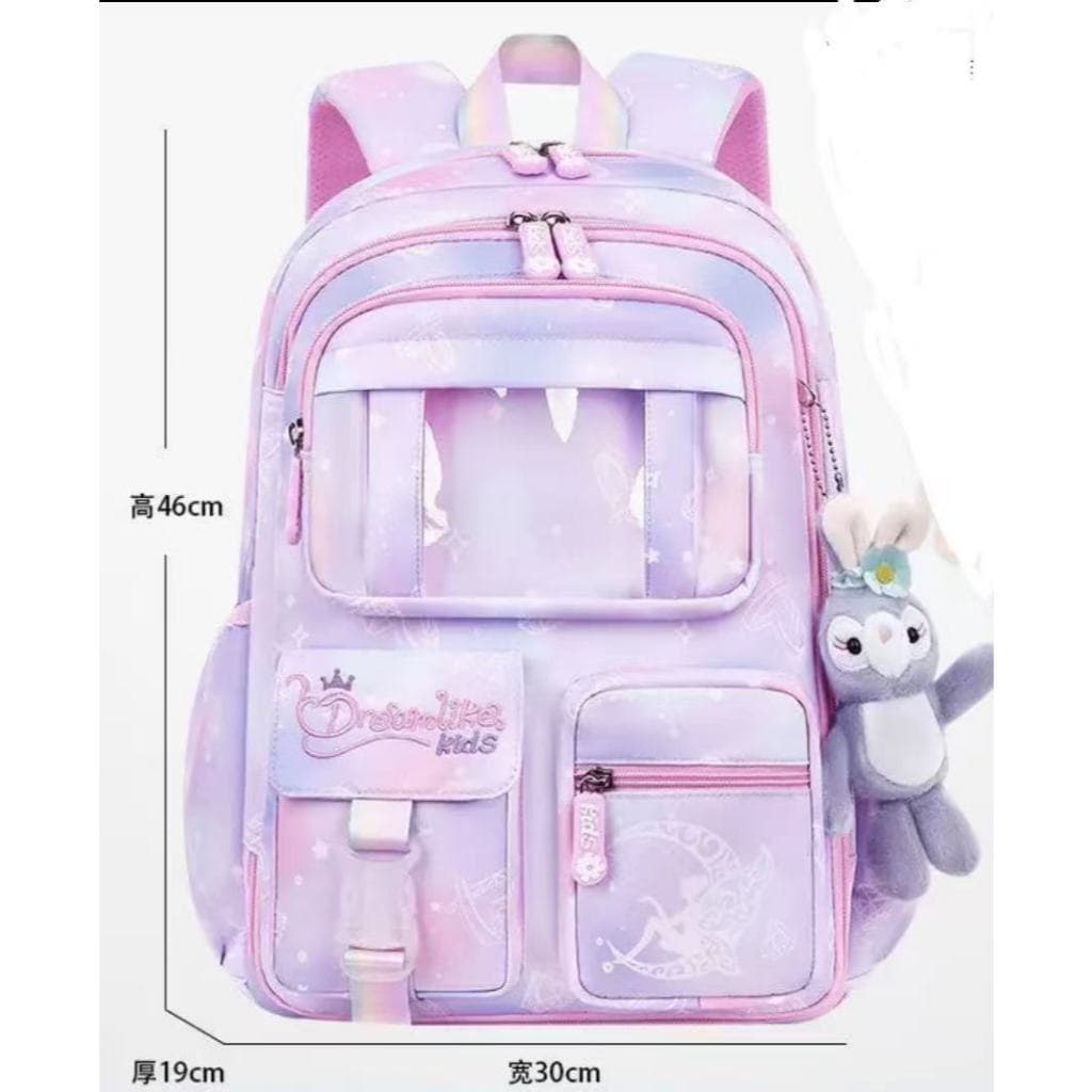 Mochila Infantil Escolar Grande 46×30×19 cm | Estilo Dulce Kids, Com Vários Compartimentos + Chaveiro