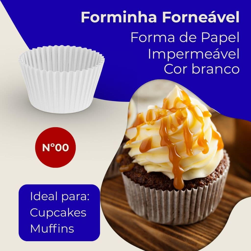 Forminha Papel Branca Cupcake Empada Nº00 Forma Forneável Ideal Para Doces No Geral