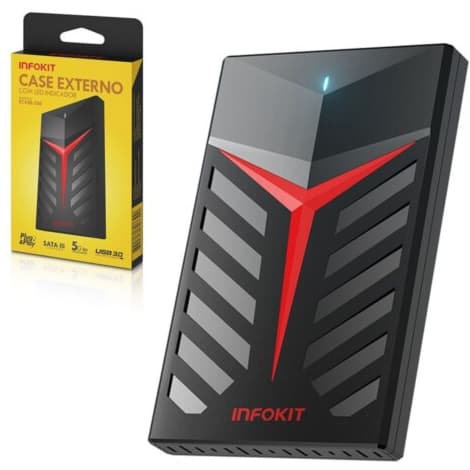 Case Gamer Externo HD 2.5 SSD USB 3.0 Led SATA ||| - ECASE-350 - INFOKIT