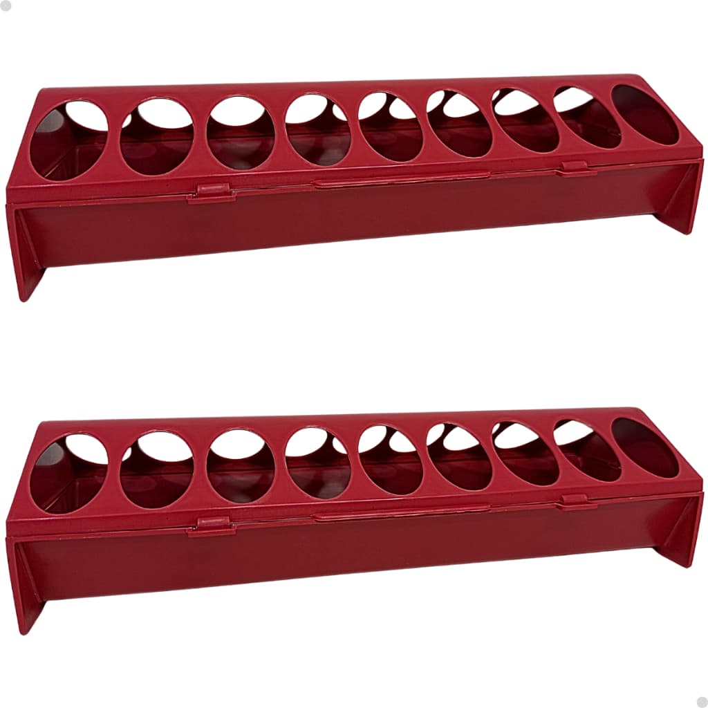 Kit 2 Comedouro Calha 30cm 18 Furos Para Codornas Pássaros Pintinhos
