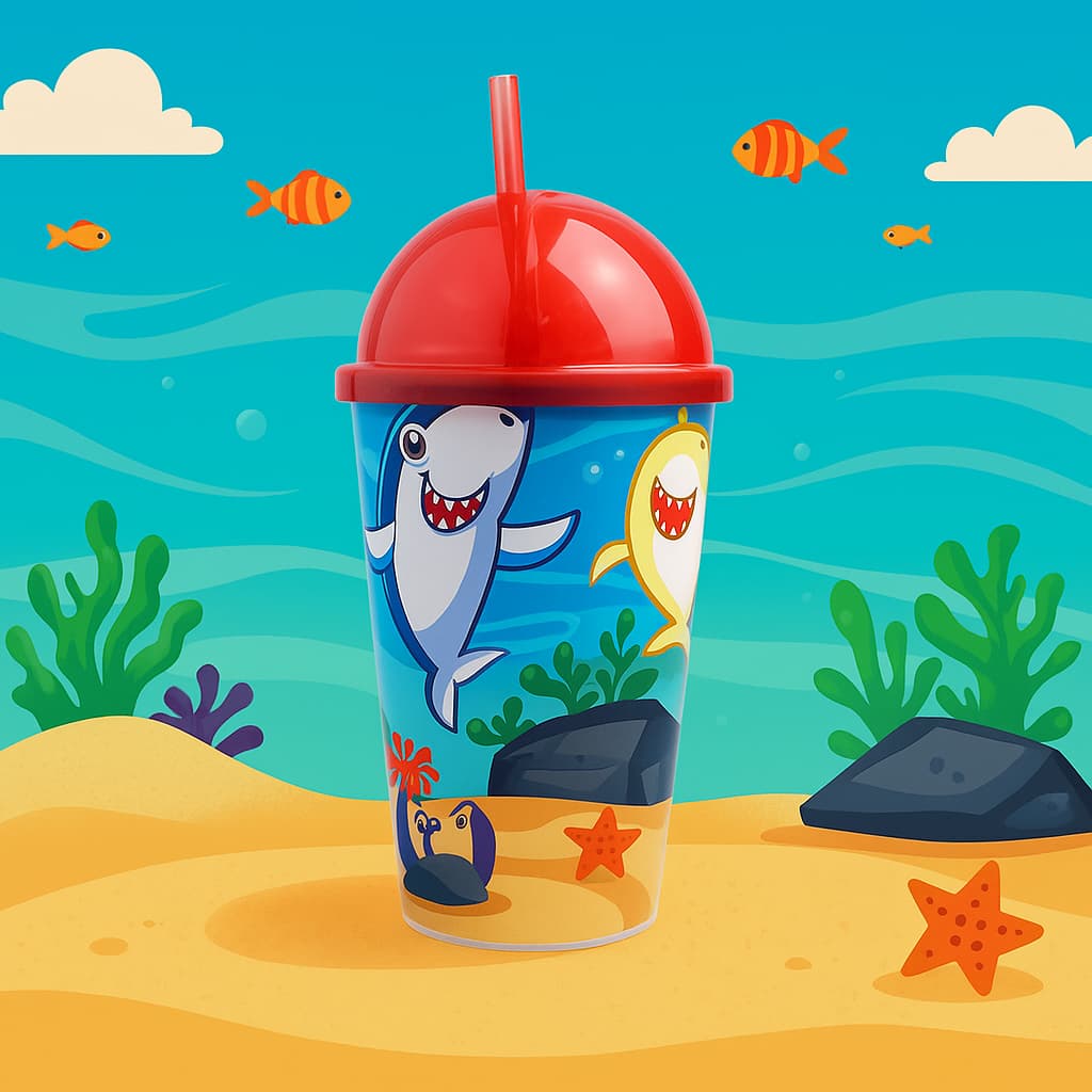 Copo Sorvete para Criança C/ Canudo - 550 ML Vários Personagens