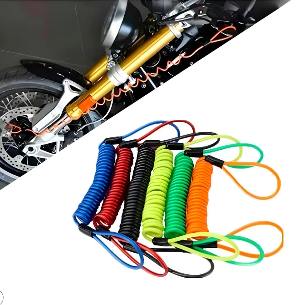 Cabo Segurança Lembrete Trava Disco Moto Bike Universal Antifurto Aço Revestido PVC 1,20 Metro