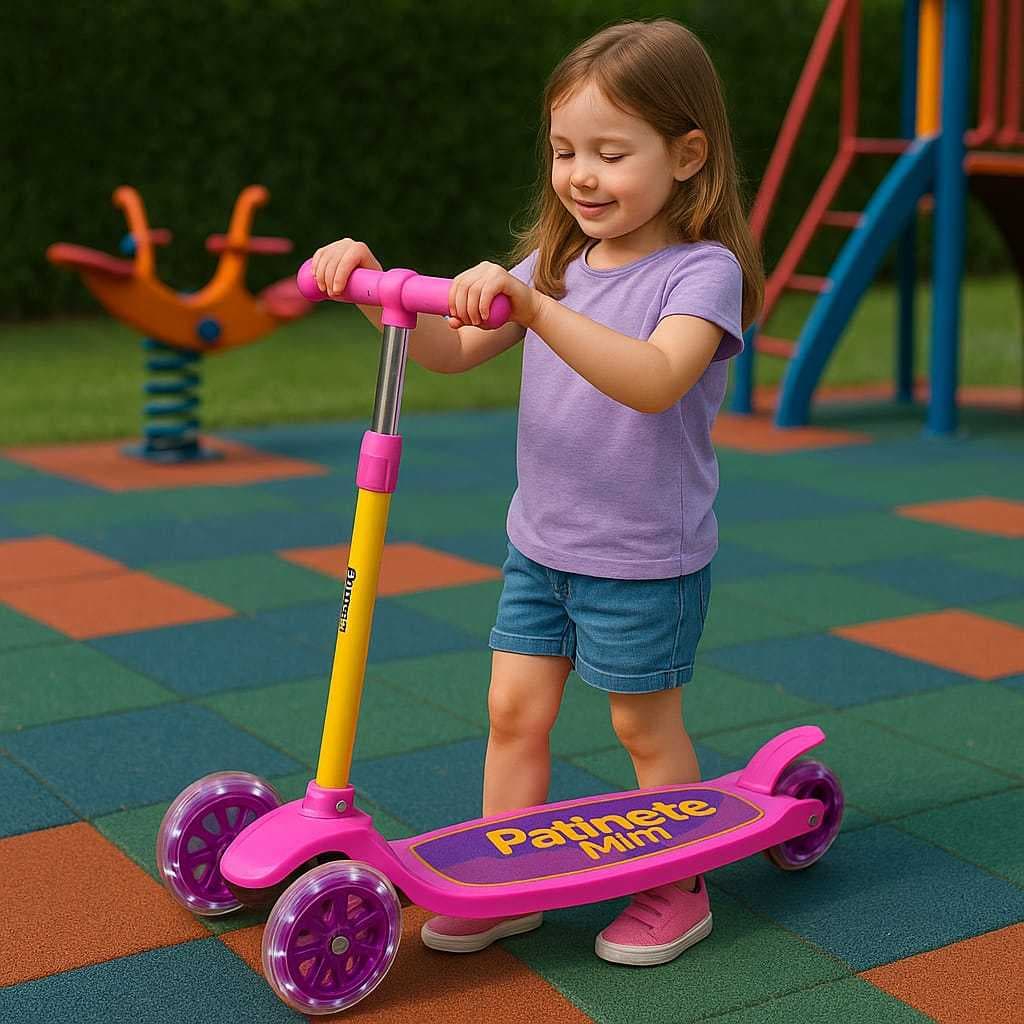 Patinete Infantil 3 Rodas Patinete Max Azul com Ajuste de Altura Brinquedo para Crianças 3+ Anos
