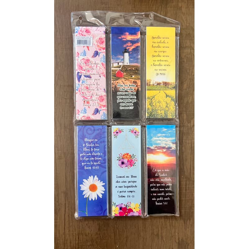 Kit Marca Páginas Bíblicos Decorados 14x4,5cm -M01 – Versículos Cristãos 120/240/360/480/600