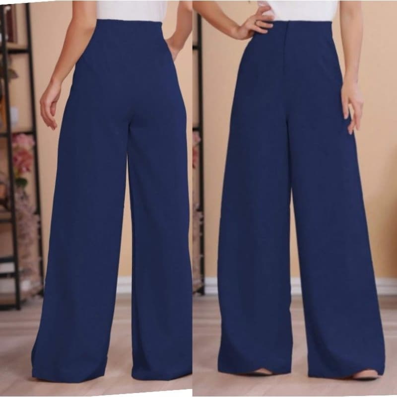 Calça Zr Pantalona Feminina Alfaiataria Premium COM BOLSO - Cintura Alta - Tendencia Wide Leg Elegante