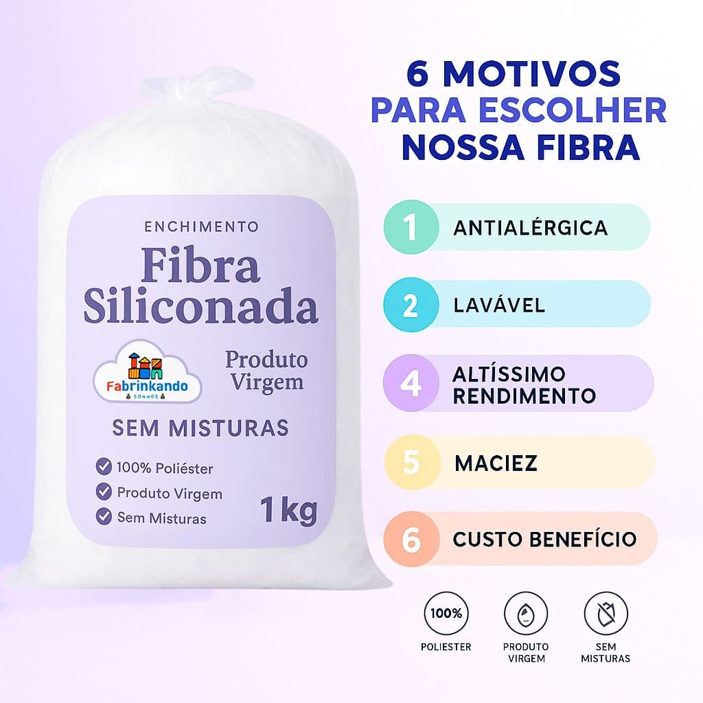 FIBRA SILICONADA VIRGEM ANTIALÉRGICA PARA ENCHIMENTO PADRÃO 7/64