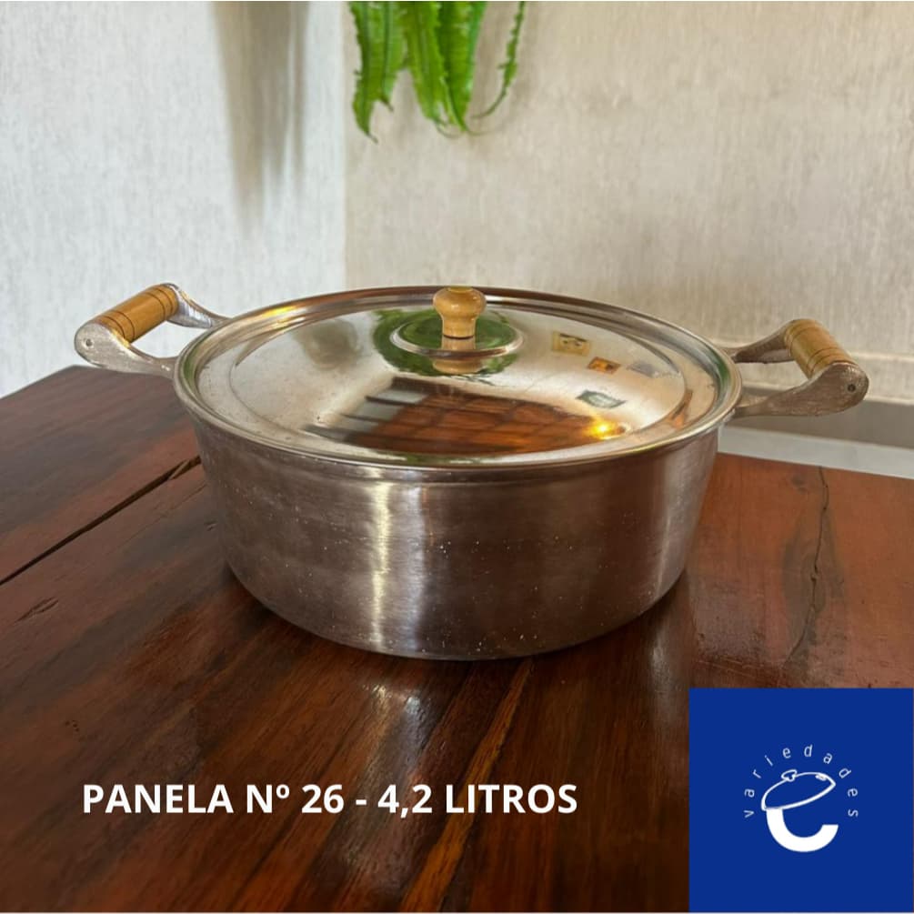 Caçarola Nº26 - 4,2 litros - panela grande grossa de alumínio batido fundido