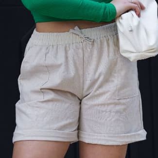 Shorts Feminino Cintura Alta Com Bolso Soltinho Elastico básico verão