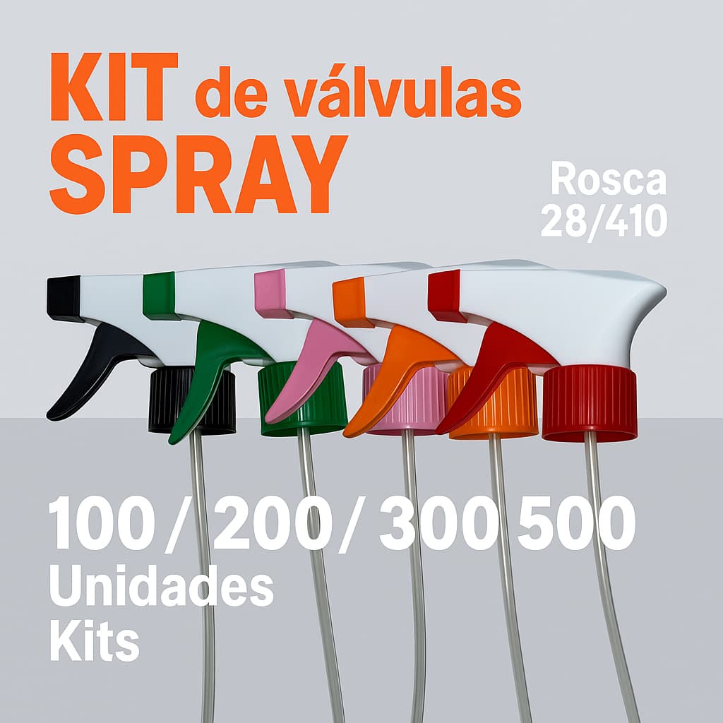 Kit Válvula Spray Multicor Rosca 28/410 – Pulverizador Regulável Kit Atacado 100 a 500 Unidades