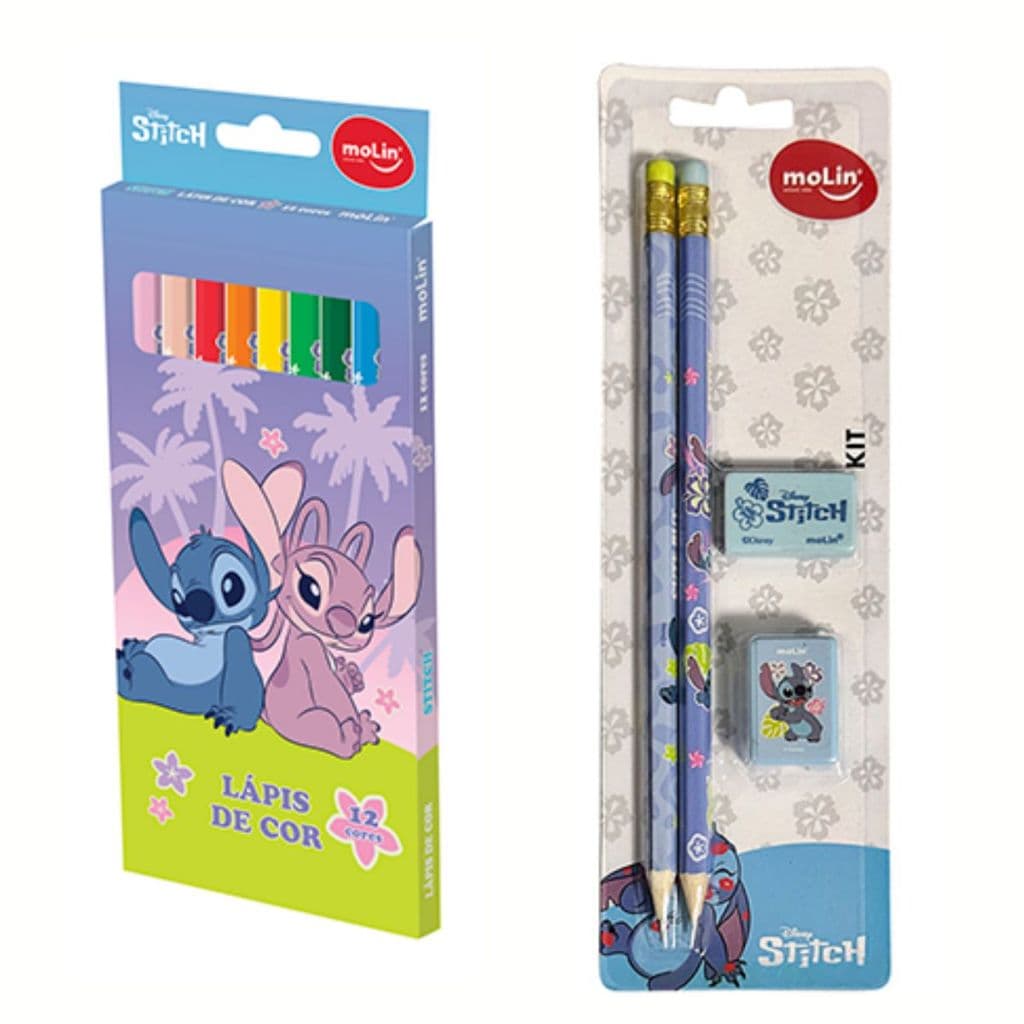kit Lapis de cor Stitch + kit lápis Stitch molin