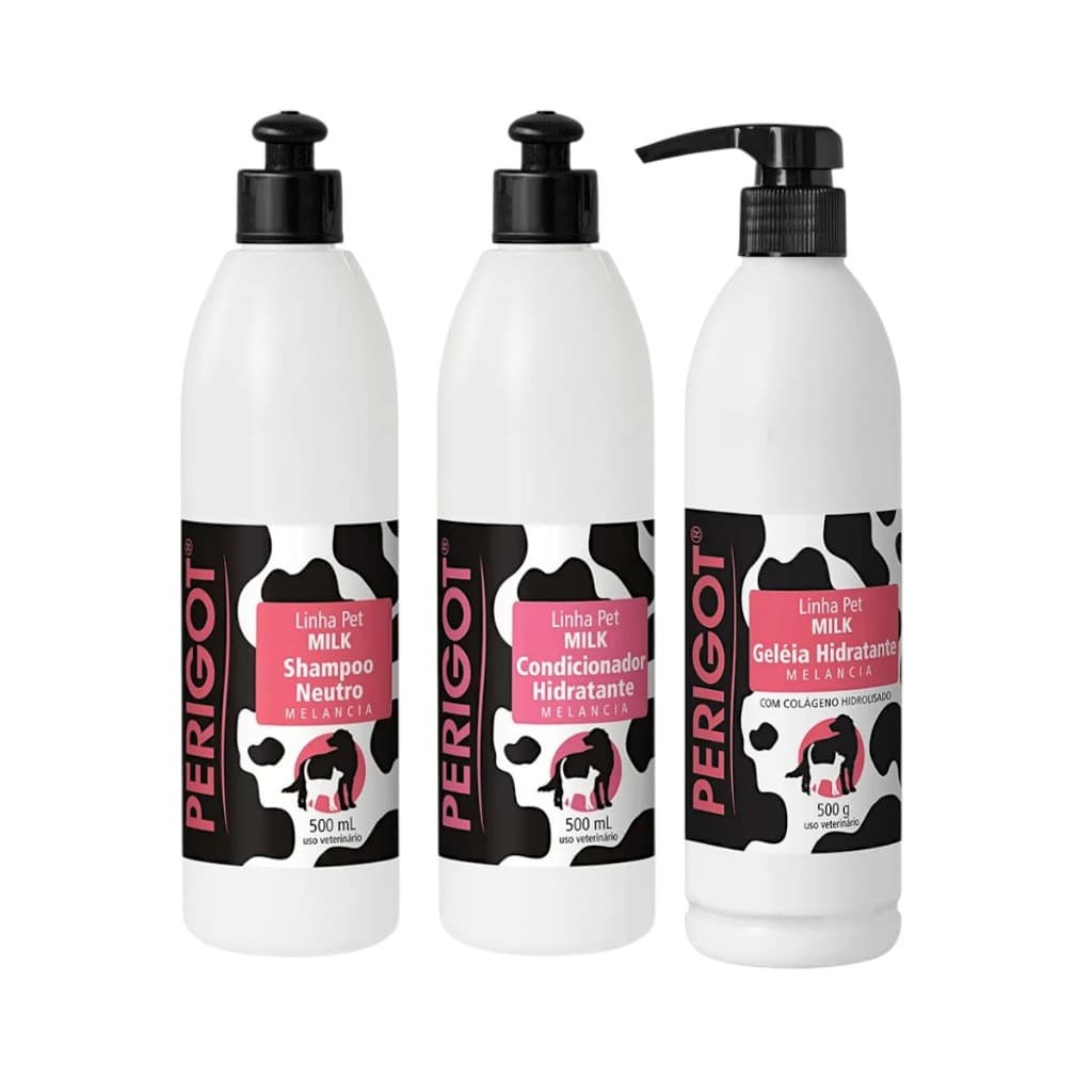 Kit Shampoo + Condicionador + Geléia Hidratante Melancia 500ml Para Cães e Gatos