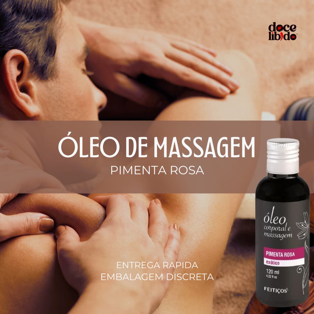 Óleo corporal para massagem sensual erótica tântrica 120 ml Afrodisíaco, Hidratante e Sensual