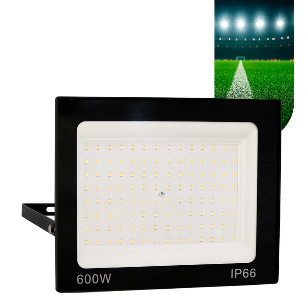 Refletor 600w Holofote Led Ip66 Prova D'água Bivolt Luz Forte Branco Frio 6000K