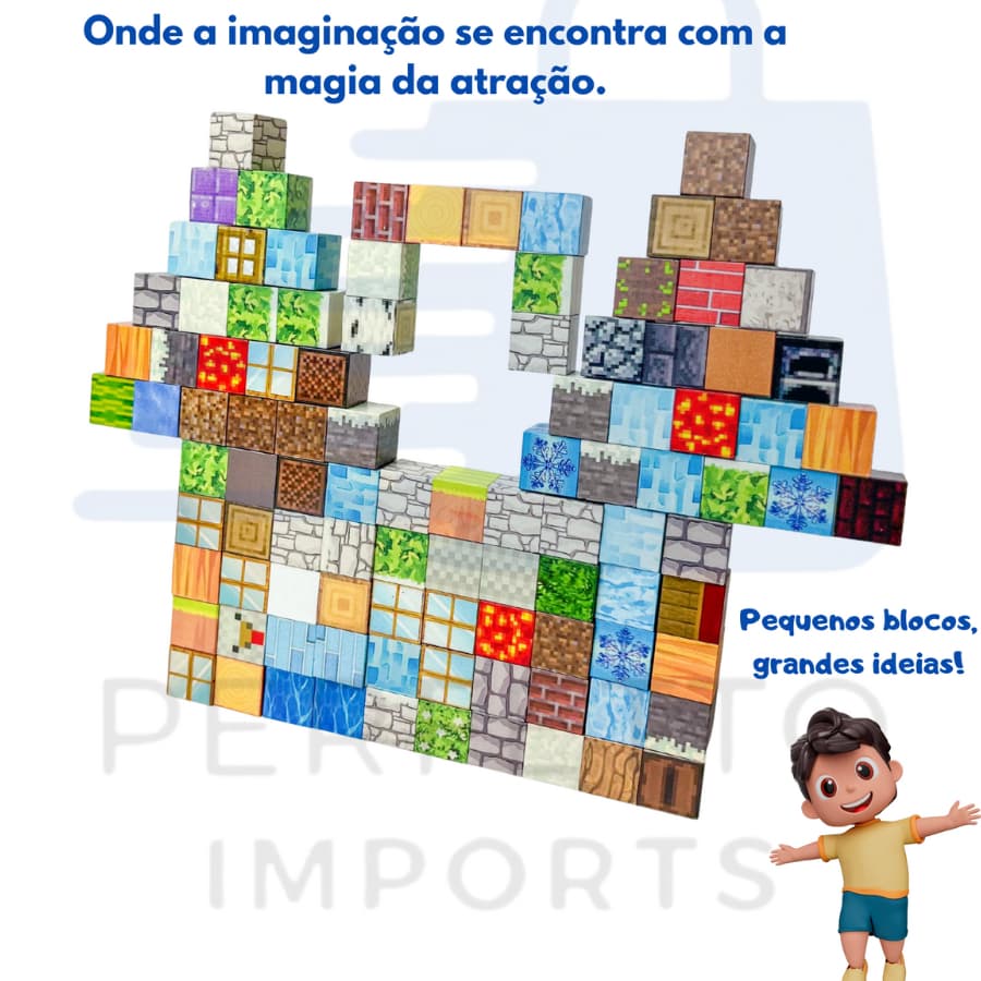 Blocos Magnéticos- Mine 20 Peças De Construção Kids