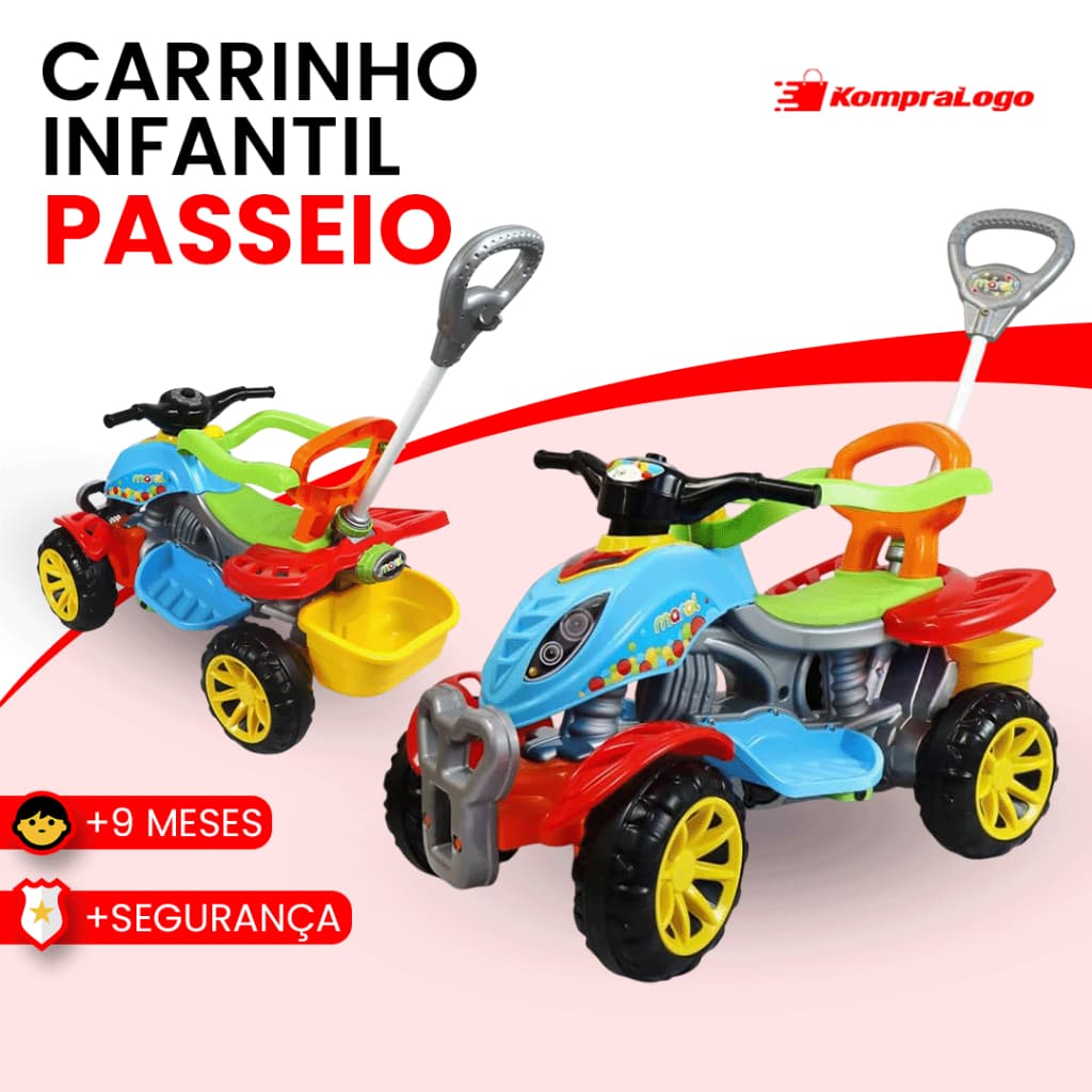 Carrinho Passeio Infantil Quadriciclo Andador Pedal Bebe